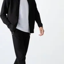 Tommy Life Siyah Dik Yaka Fermuarlı Rahat Form Klasik Paça Erkek Eşofman Takımı - 85072