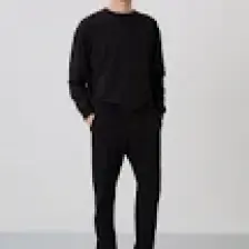Tommy Life Siyah Casual O Yaka Lastik Paça Pamuklu Erkek Oversize Eşofman Takımı - 85120