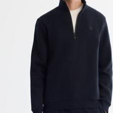 AVVA Erkek Lacivert Dik Yaka Fermuarlı 3 Iplik Şardonlu Sweatshirt E001020