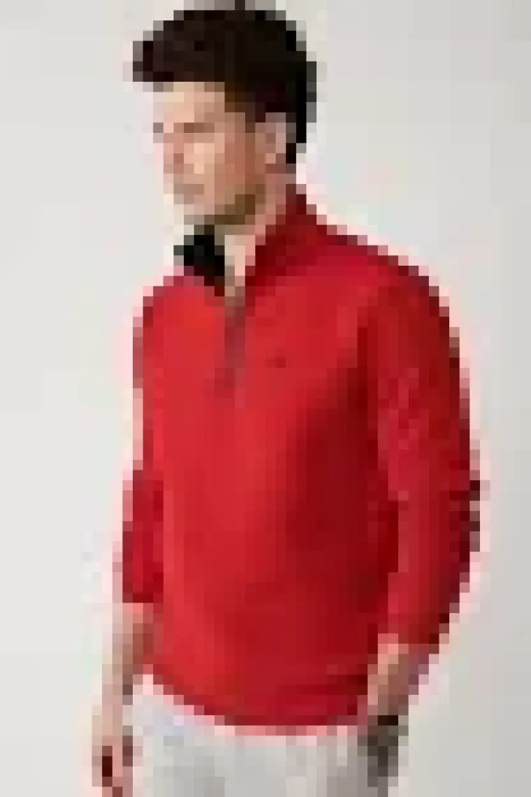 AVVA Erkek Kırmızı Dik Yaka Fermuarlı 3 Iplik Şardonlu Sweatshirt E001020