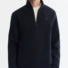 AVVA Erkek Lacivert Dik Yaka Fermuarlı 3 Iplik Şardonlu Sweatshirt E001020