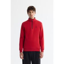 AVVA Erkek Kırmızı Dik Yaka Fermuarlı 3 Iplik Şardonlu Sweatshirt E001020