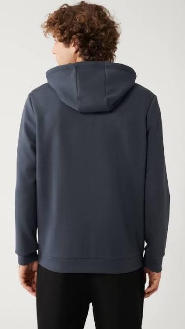 AVVA Erkek Antrasit Kapüşonlu Interlok Kumaş Fermuarlı Sweatshirt B001102
