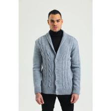 Erkek Regular Fit Örgü Desenli Kalın Kışlık Fermuarlı Örme Hırka