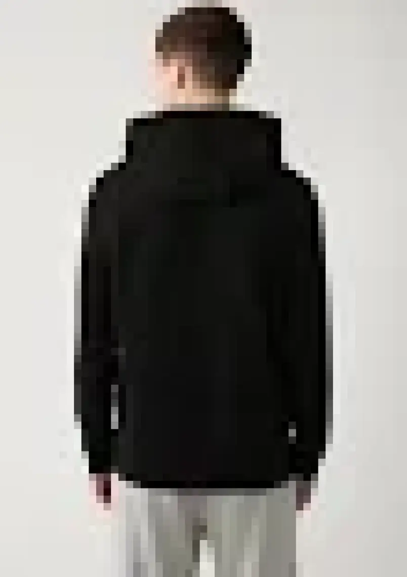 AVVA Erkek Siyah Kapüşonlu Interlok Kumaş Fermuarlı Sweatshirt B001102