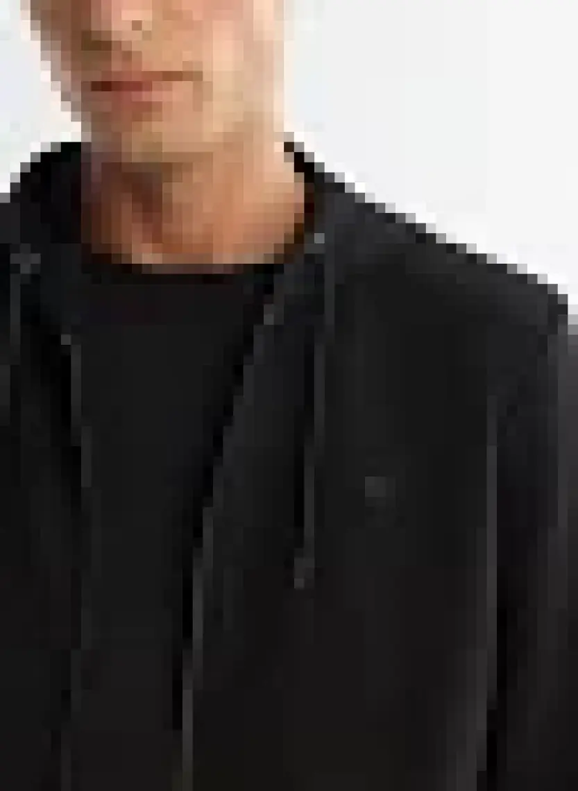 AVVA Erkek Siyah Kapüşonlu Interlok Kumaş Fermuarlı Sweatshirt B001102