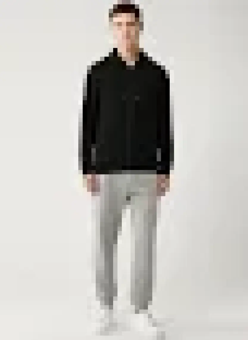 AVVA Erkek Siyah Kapüşonlu Interlok Kumaş Fermuarlı Sweatshirt B001102