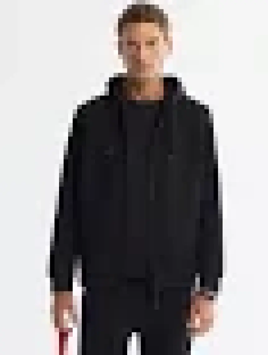 AVVA Erkek Siyah Kapüşonlu Interlok Kumaş Fermuarlı Sweatshirt B001102