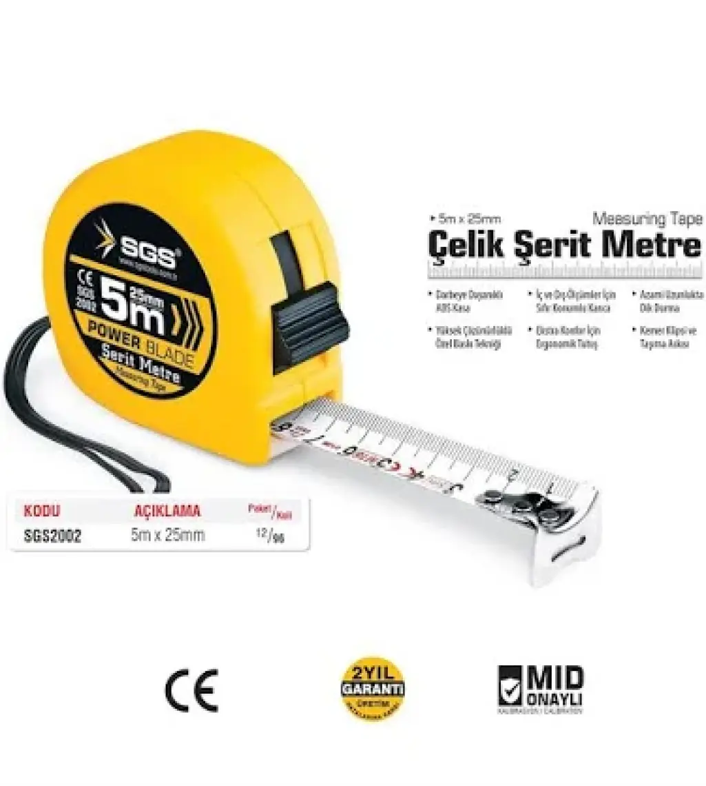 FLORI  5 MT*25 MM Çelik Şerit Metre  (1 Adet)