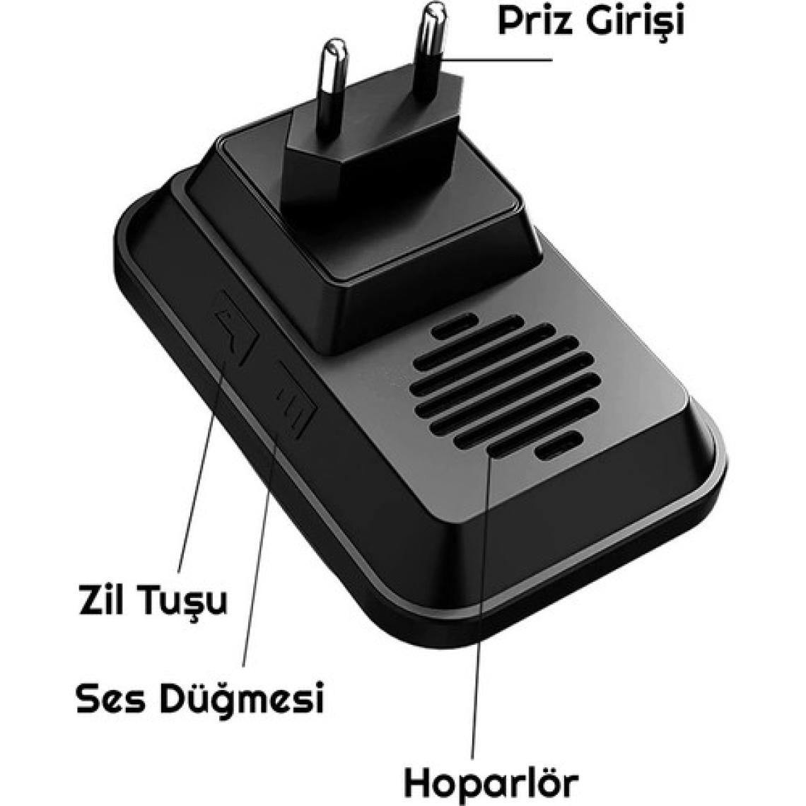 Cacazi 2 Buton 1 Alıcı Pil Gerektirmeyen Kablosuz LED Kapı Zili
