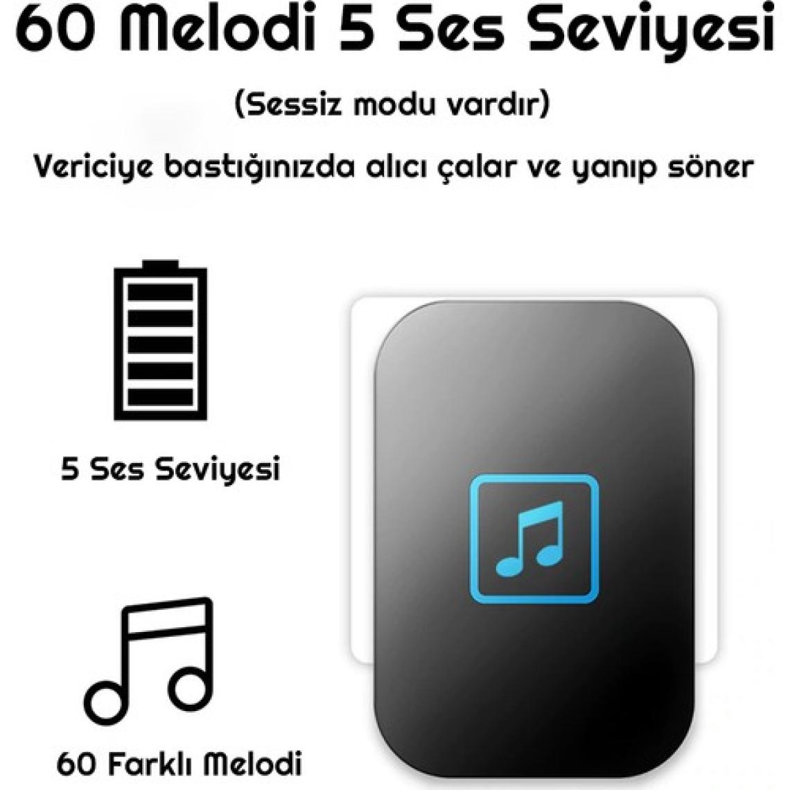 Cacazi Su Geçirmez Kablosuz Pil Gerektirmeyen Kapı Zili