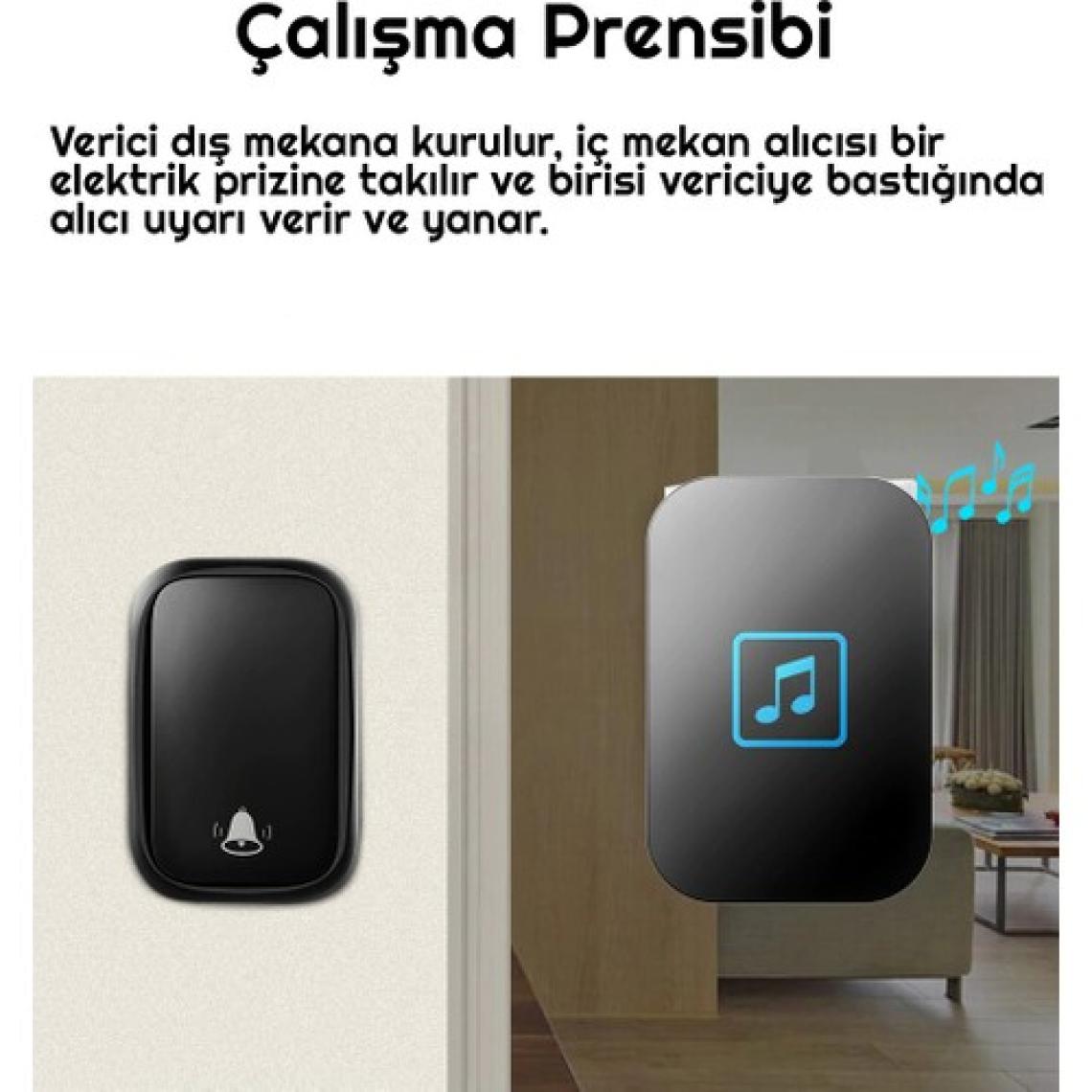 Cacazi Su Geçirmez Kablosuz Pil Gerektirmeyen Kapı Zili