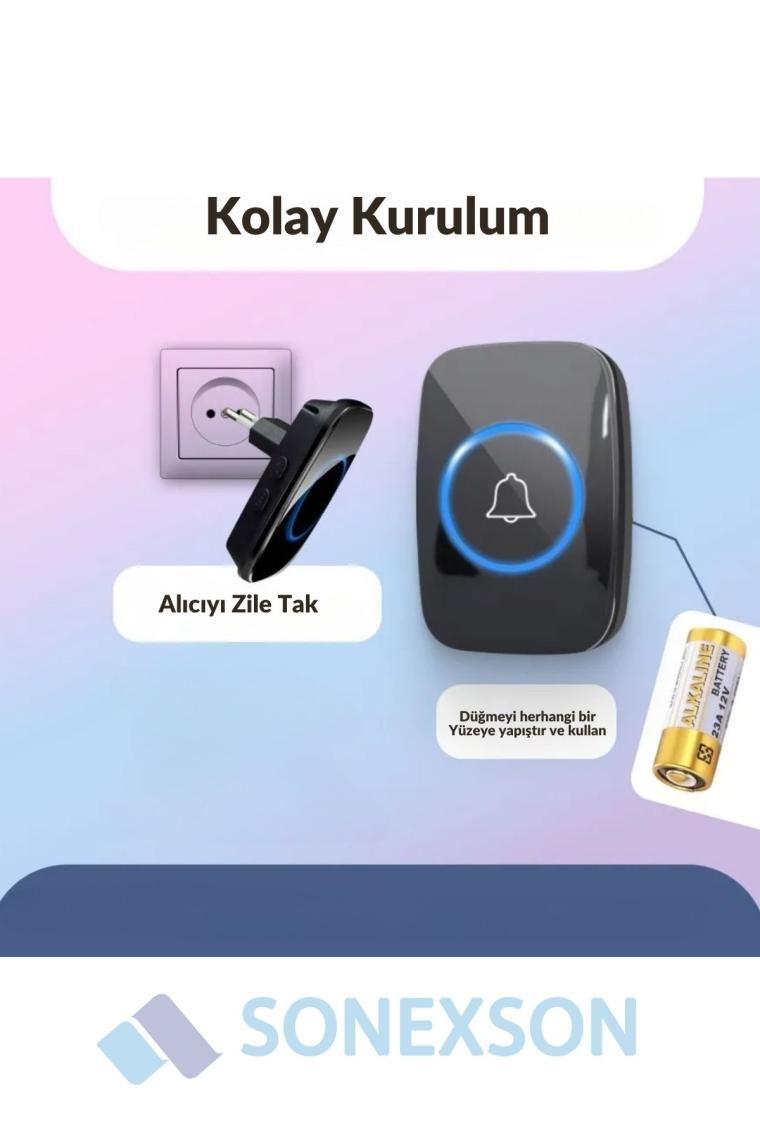 2 Alıcılı Kablosuz Uzaktan Kumandalı LED Kapı Zili