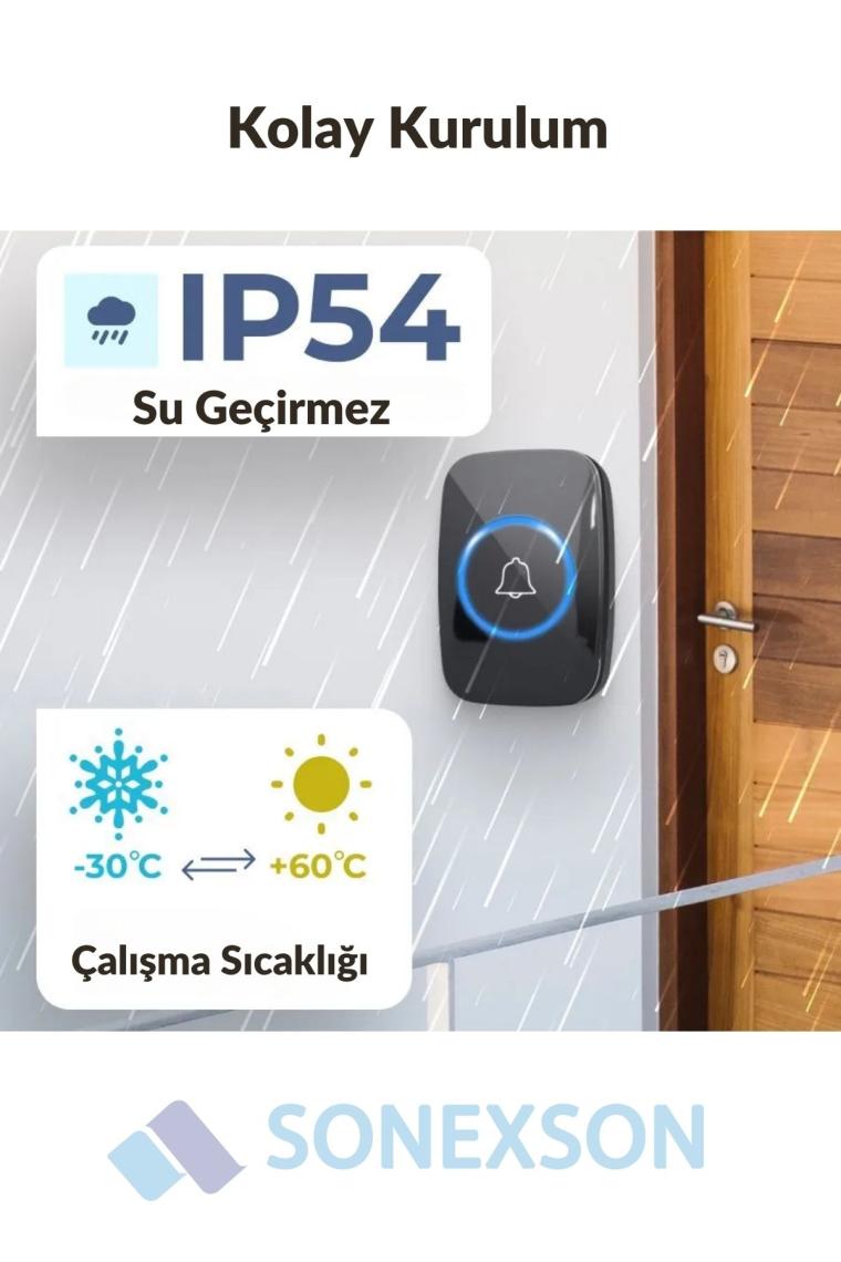 2 Alıcılı Kablosuz Uzaktan Kumandalı LED Kapı Zili
