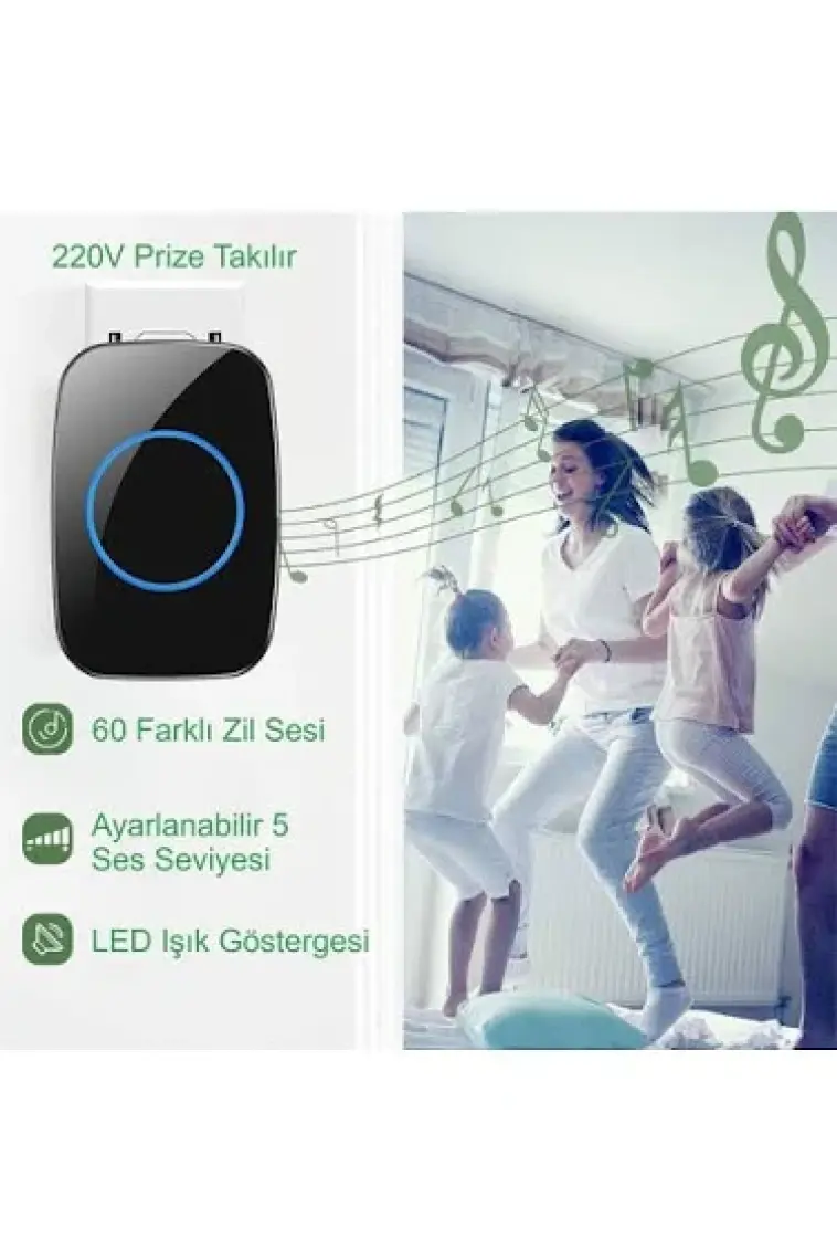 Hymark Kablosuz Uzaktan Kumandalı LED Kapı Zili