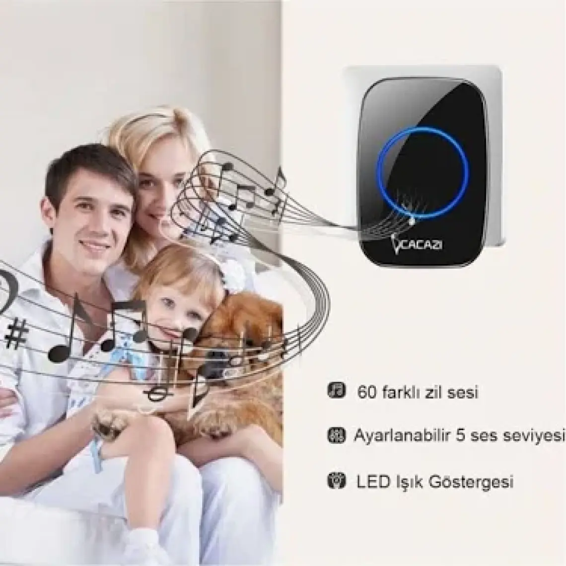 Hymark Kablosuz Uzaktan Kumandalı LED Kapı Zili