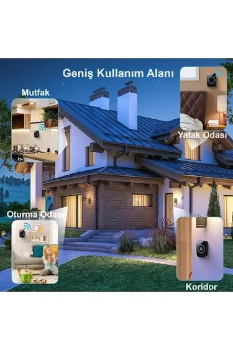 Hymark Kablosuz Uzaktan Kumandalı LED Kapı Zili