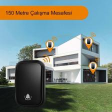 Hymark Kablosuz LED Kapı Zili 1 Buton 1 Zil 1 Koruyucu Kapak Pil Gerektirmeyen 150 Metre Çekim 60 Zil Tonu