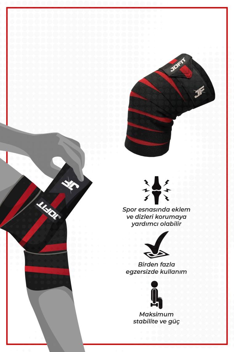 Jofit Knee Wraps Siyah - Kırmızı