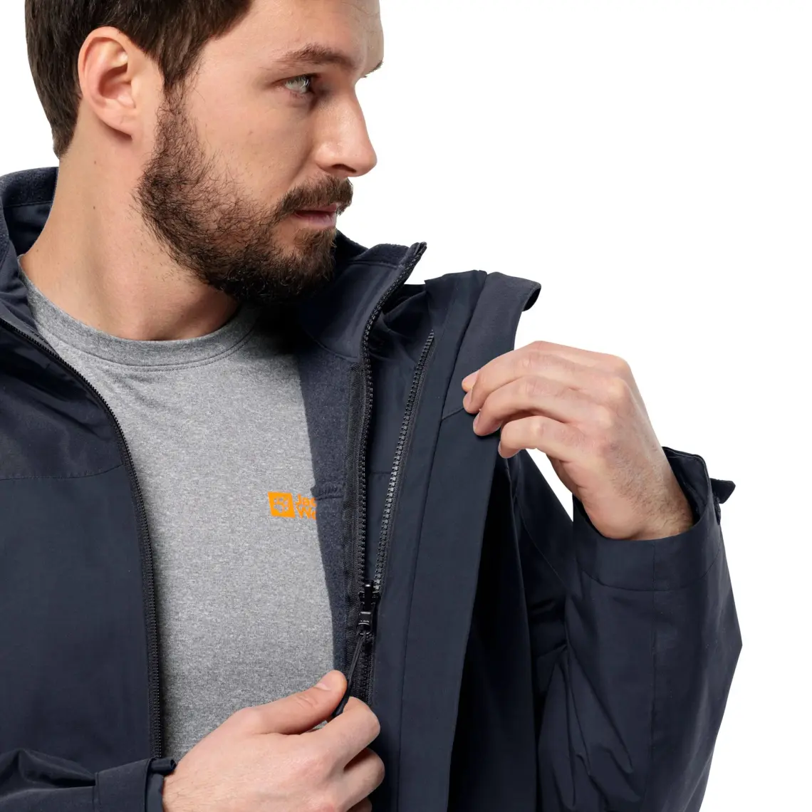 Jack Wolfskin Taubenberg 3In1 Jkt M Erkek Gri Mont 1115311-6185