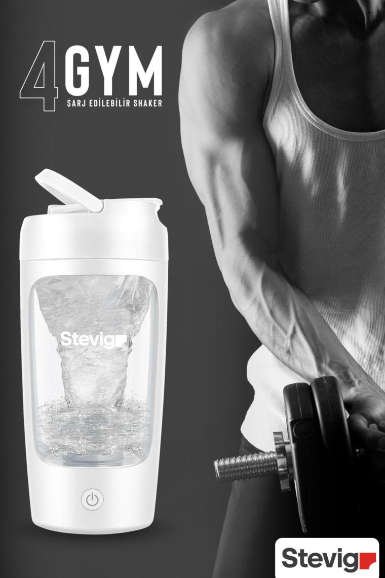 Stevig 4 Gym Şarj Edilebilir Elektrikli Protein Shaker 650 ml White ST-226