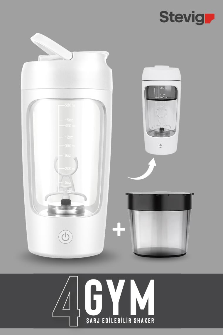 Stevig 4 Gym Şarj Edilebilir Elektrikli Protein Shaker 650 ml White ST-226