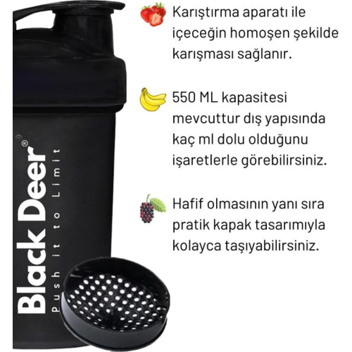 Black Deer Shaker Karıştırıcı Sporcu Protein Shaker  550 ml Siyah