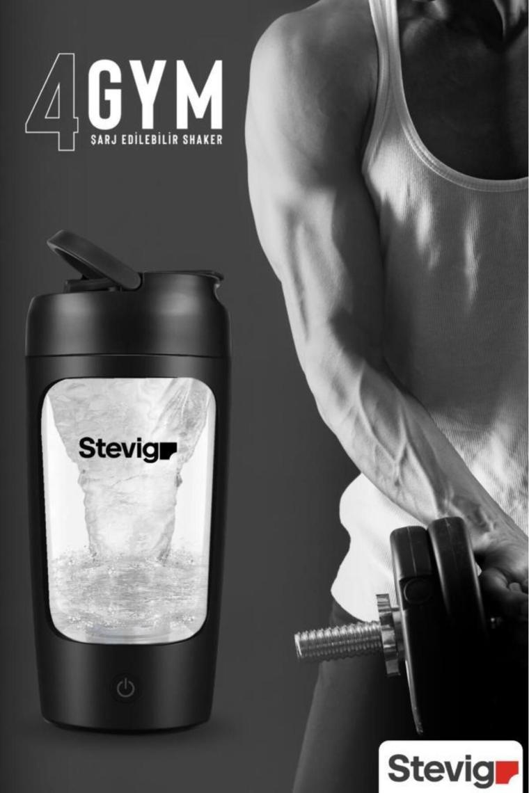 Stevig 4 Gym Şarj Edilebilir Elektrikli Protein Shaker 650 ml Siyah ST-225