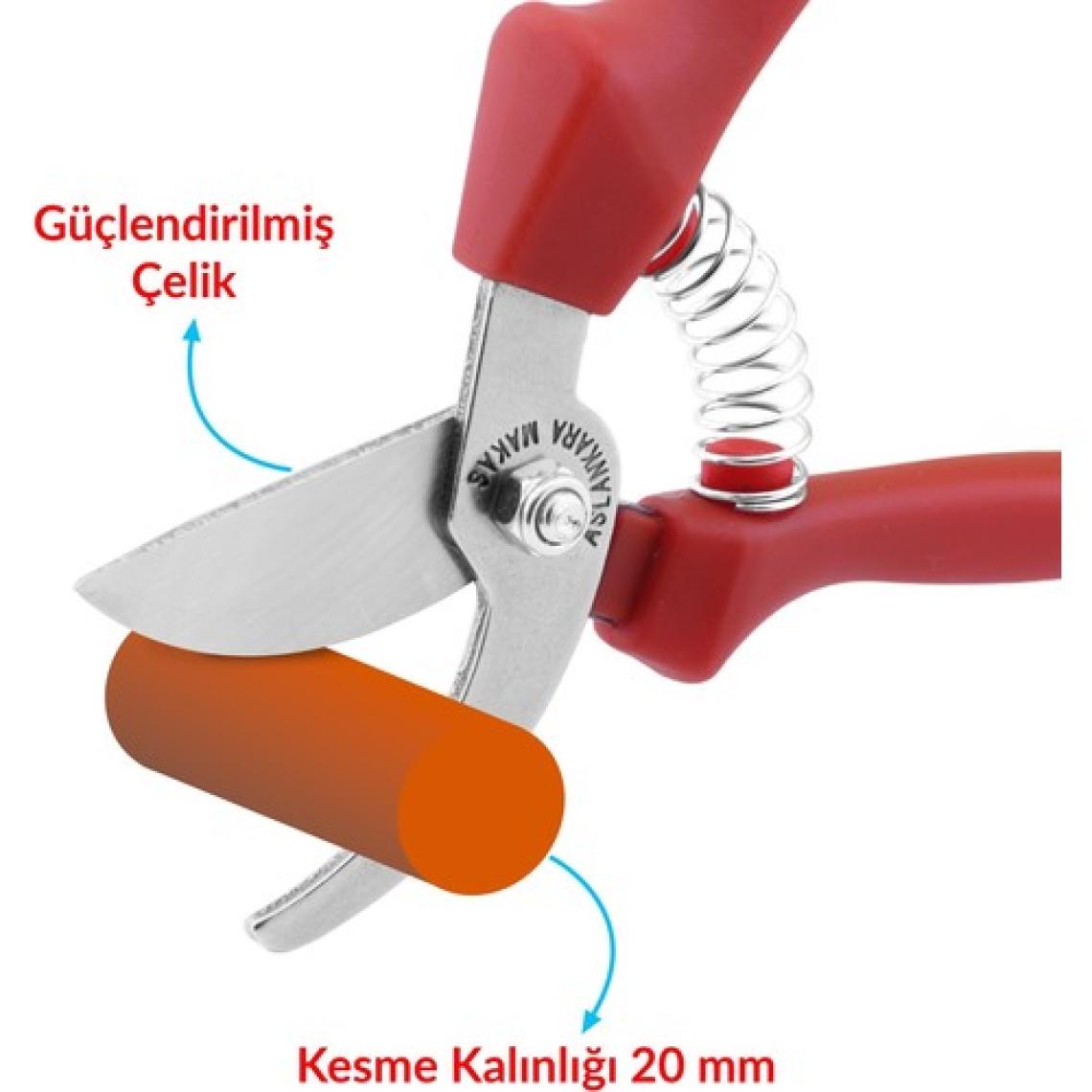 Telvesse Aslankara Budama Bağ Üzüm Makası Eğri Kırmızı 21 cm