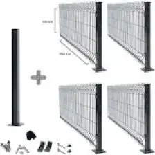 Telfence 4 'lü Panel Çit Takım 120X250 cm Çift Telli Antrasit + 1 Direk Avantaj Paketi (10 Metre)