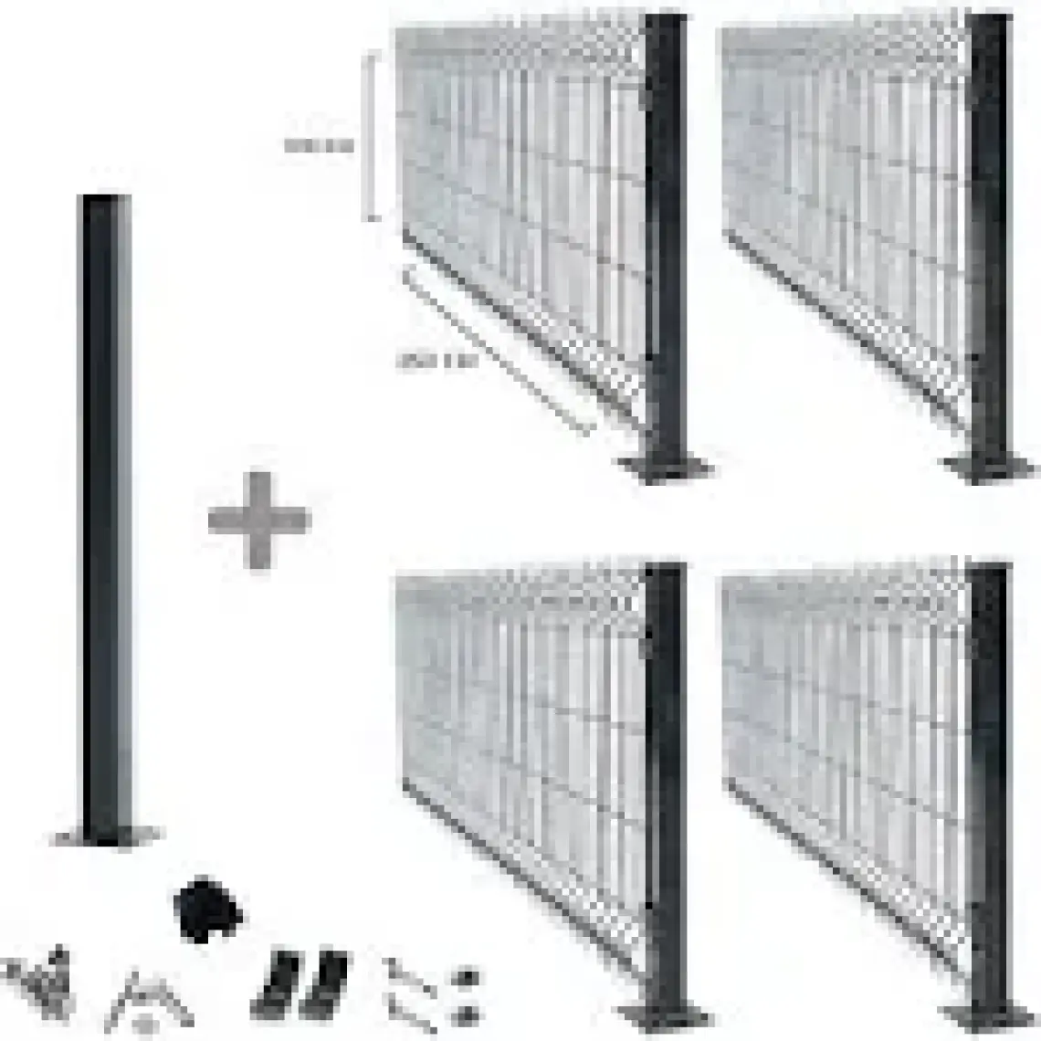 Telfence 4 'lü Panel Çit Takım 120X250 cm Çift Telli Antrasit + 1 Direk Avantaj Paketi (10 Metre)