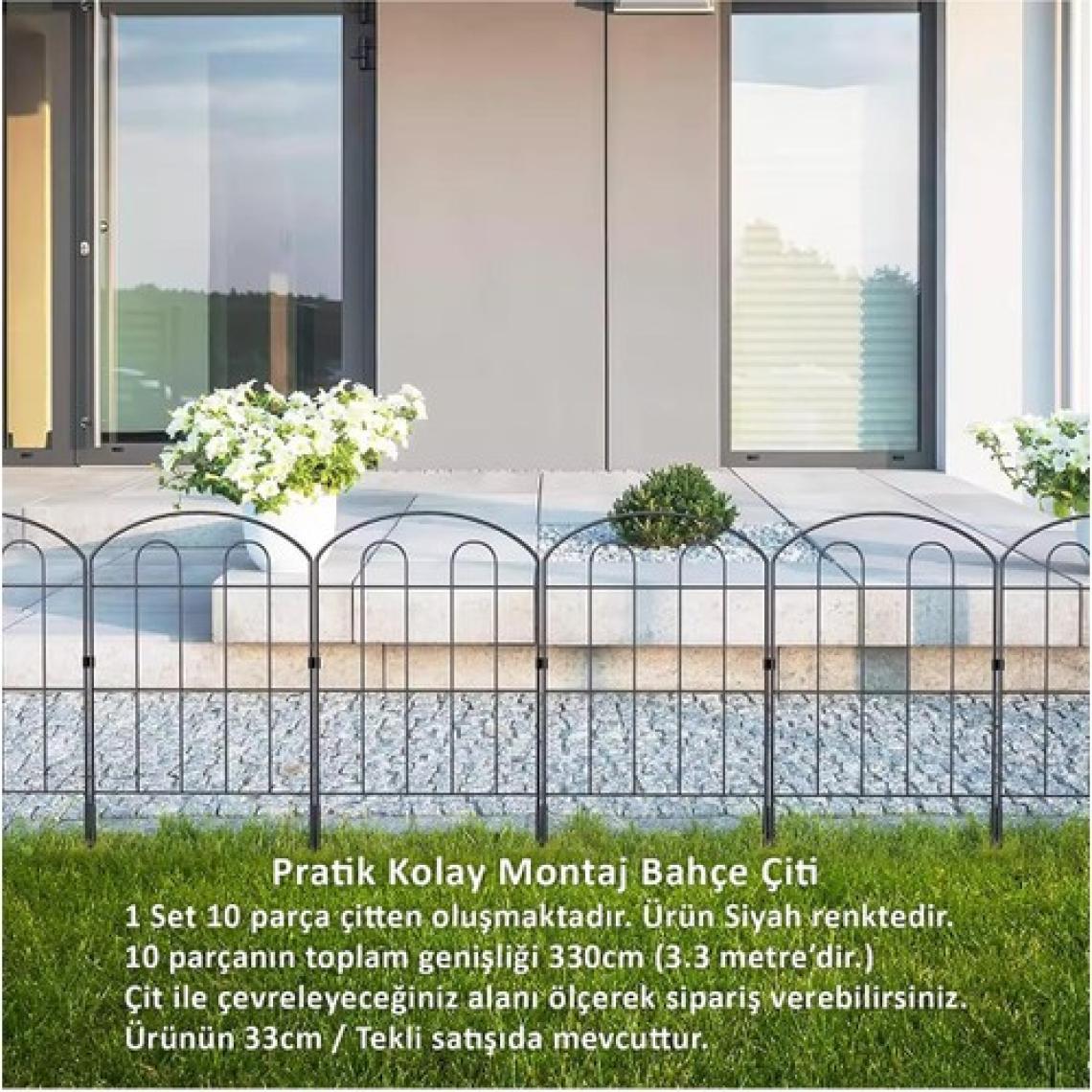 Decorelax Dekoratif Bahçe Çiti 10'lu Set 330CM Model - 1 Siyah Hobi Bahçesi, Çiçek, Sebze, Mini Bahçe