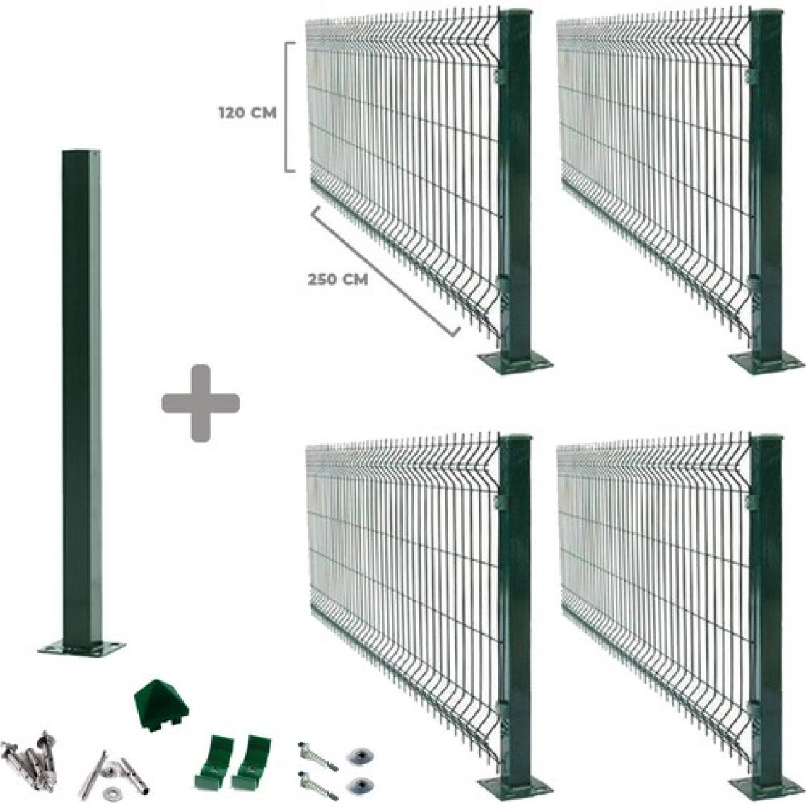 Telfence 4 'lü Panel Çit Takım 120X250 cm Çift Telli + 1 Direk Avantaj Paketi (10 Metre)