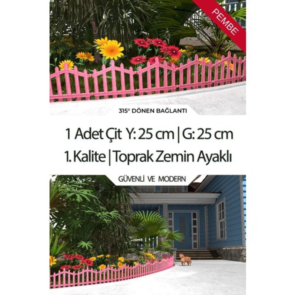Dekoratif Plastik Bahçe Çiti ve Peyzaj Çiti 1 Adet Çit (Y: 25 cm / G: 25 Cm) Toprak Ayaklı