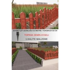 Dekoratif Plastik Bahçe ve Peyzaj Çiti 10 ADET ÇİT (Y: 50 CM / G: 5.5 M) TOPRAK AYAKLI