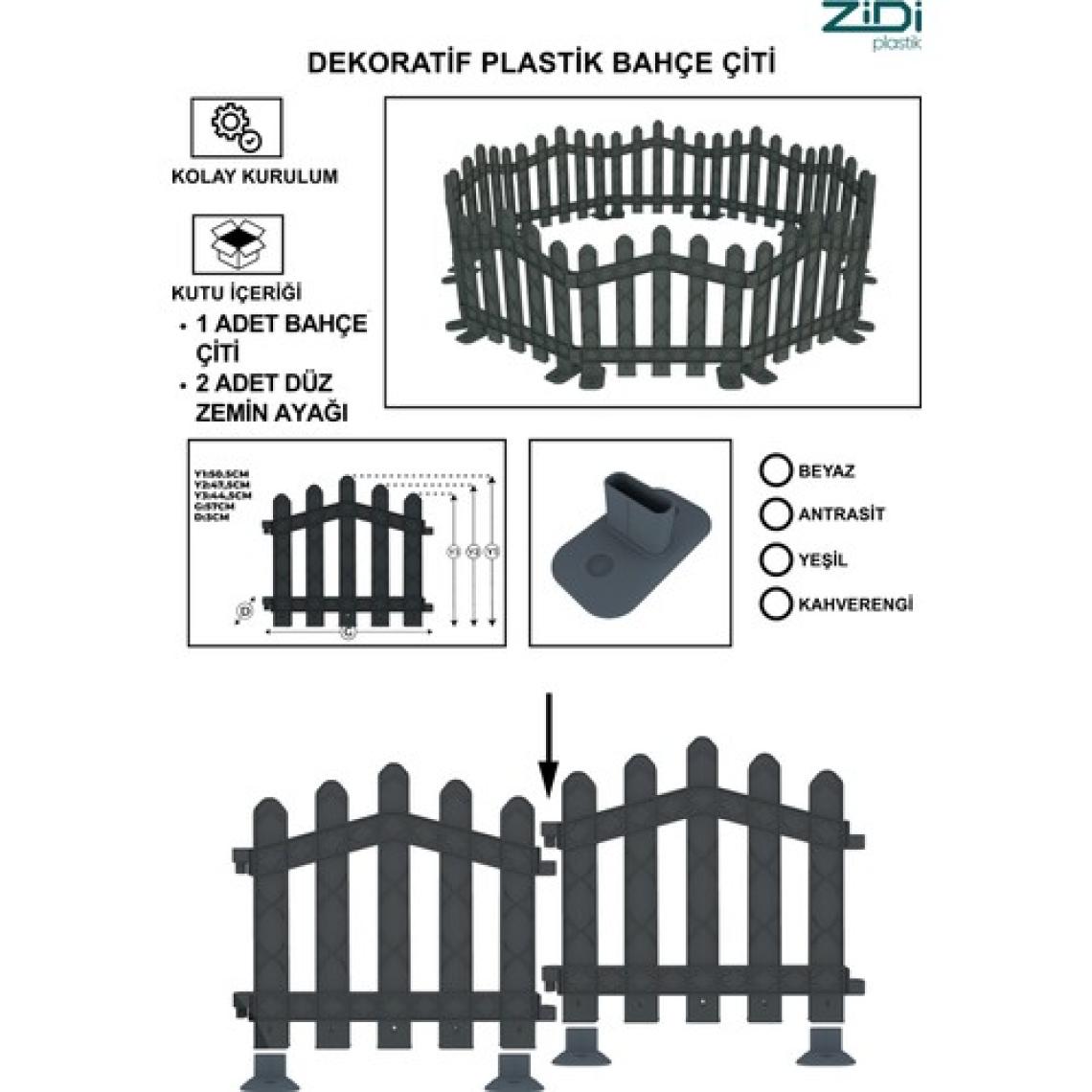 Dekoratif Plastik Alan Oluşturma ve Bahçe Çiti 1 ADET ÇİT (Y: 50 CM / G: 55 CM) SERT ZEMİN AYAKLI