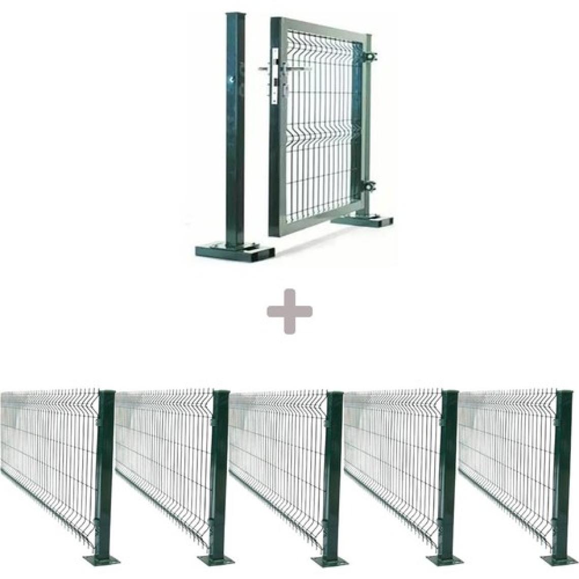 Telfence 5 ‘li Panel Çit Takım Yeşil (12.5 Mt) + Panel Çit Göbek Kilitli Kapı Avantaj Paketi