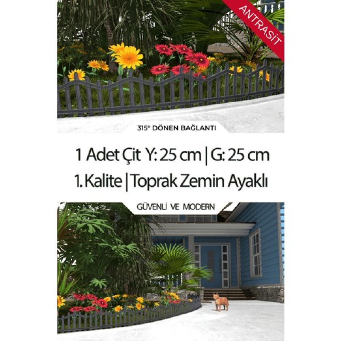 Dekoratif Plastik Bahçe Çiti ve Peyzaj Çiti 1 Adet Çit (Y: 25 cm / G: 25 Cm) Toprak Ayaklı