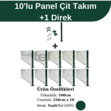 Telfence 10’lu Panel Çit Takım Çift Telli ve 1 Direk Avantaj Paketi Yeşil (25 Metre)