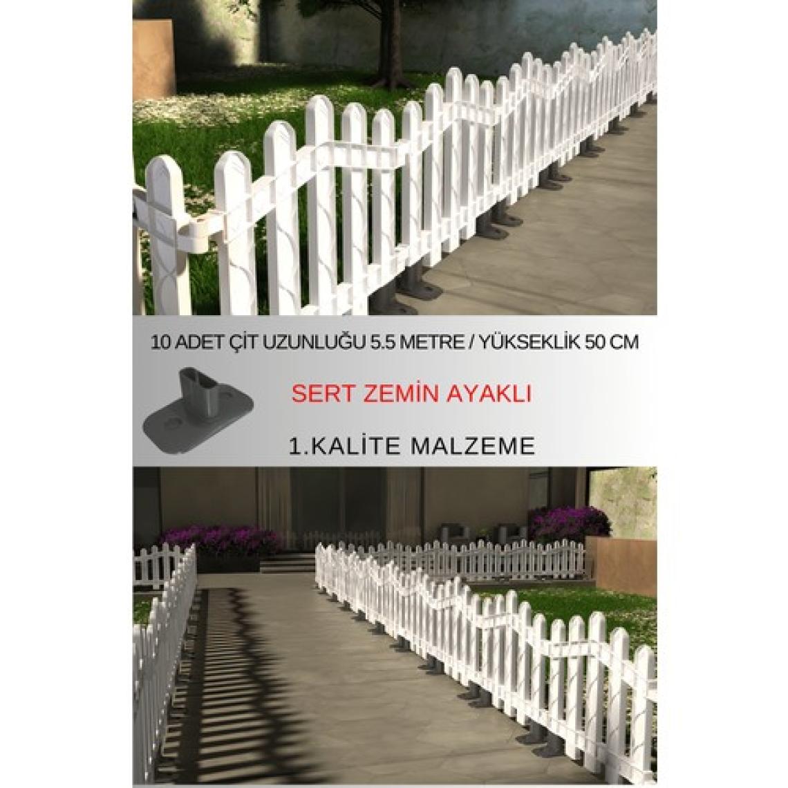 Dekoratif Plastik Alan Oluşturma ve Bahçe Çiti 10 ADET ÇİT (Y: 50 CM / G: 5.5 M) SERT ZEMİN AYAKLI