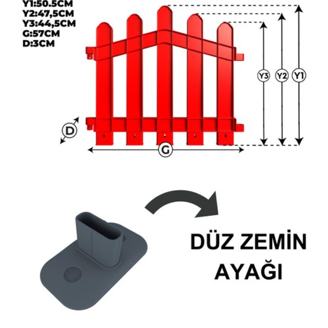 Dekoratif Plastik Alan Oluşturma ve Bahçe Çiti 10 ADET ÇİT (Y: 50 CM / G: 5.5 M) SERT ZEMİN AYAKLI