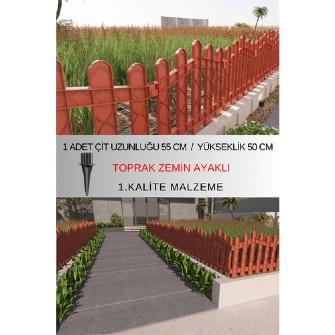 Dekoratif Plastik Bahçe ve Peyzaj Çiti 1 ADET ÇİT (Y: 50 CM / G: 55 CM) TOPRAK AYAKLI