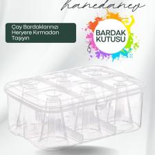 Xnews Bardak Taşıma Kutusu Şeffaf  6 Bardak Kapasiteli Piknik Kutusu