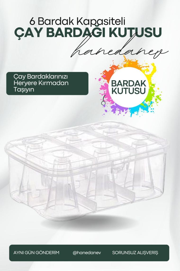 Xnews Bardak Taşıma Kutusu Şeffaf  6 Bardak Kapasiteli Piknik Kutusu