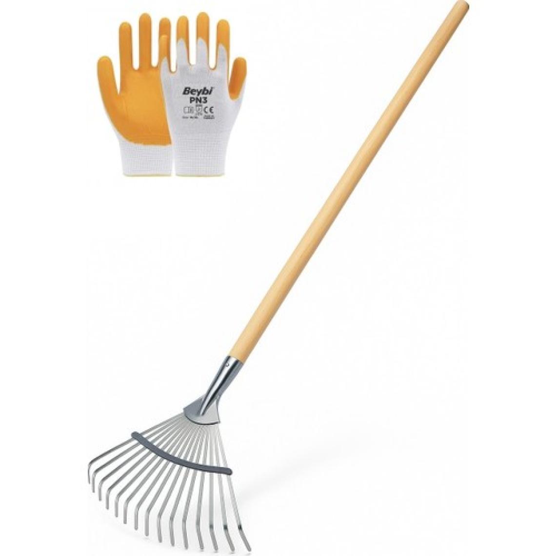 Tırmık Ahşap Saplı, Ayarlı Metal Çim ve Yaprak Toplama Tırmığı