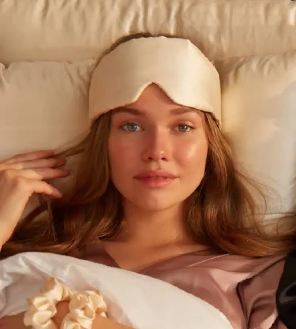 Beauty Pillow %100 İpek Uyku Maskesi Göz Bandı Pembe Renk