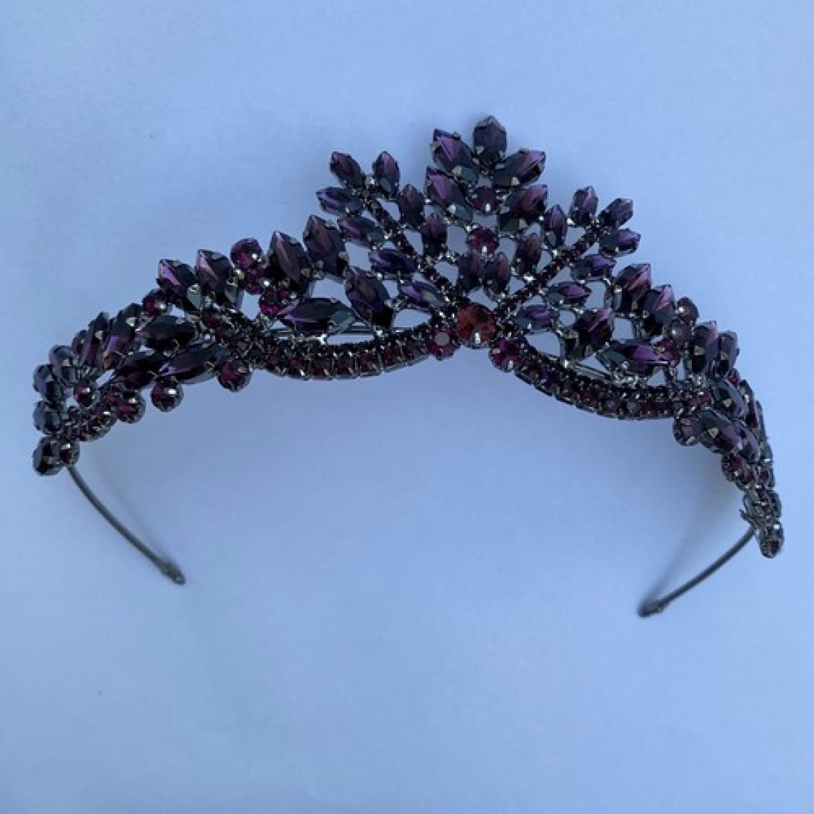 Lüks Düğün Aksesuarları Berfu Mor Gelin Tacı