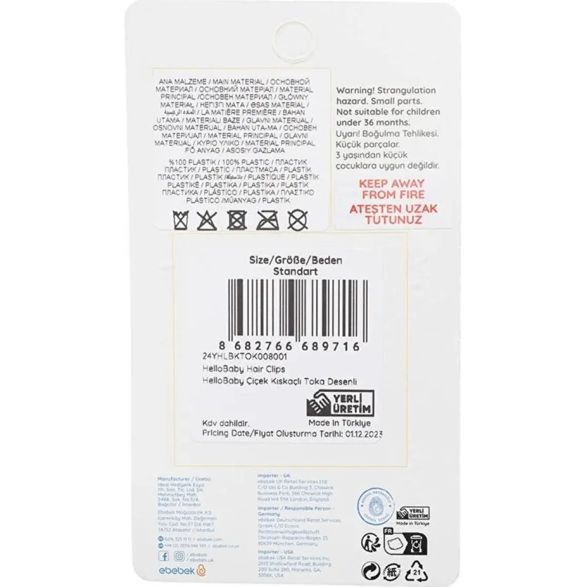 HelloBaby Hellobaby Çiçek Kıskaçlı Toka Kız Bebek