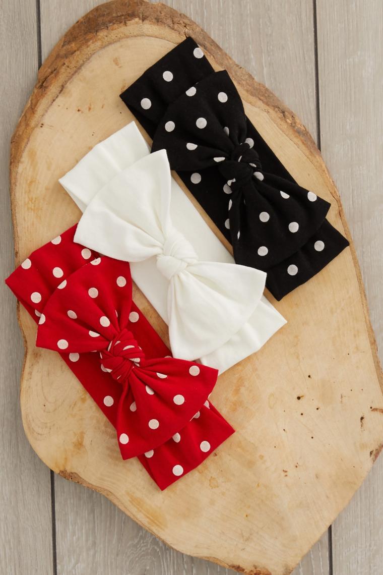 Babygiz El Yapımı Yumuşak Fiyonk Bağlamalı Doğal Pamuklu Penye 3'lü Bebek Çocuk Kız Bandana Seti