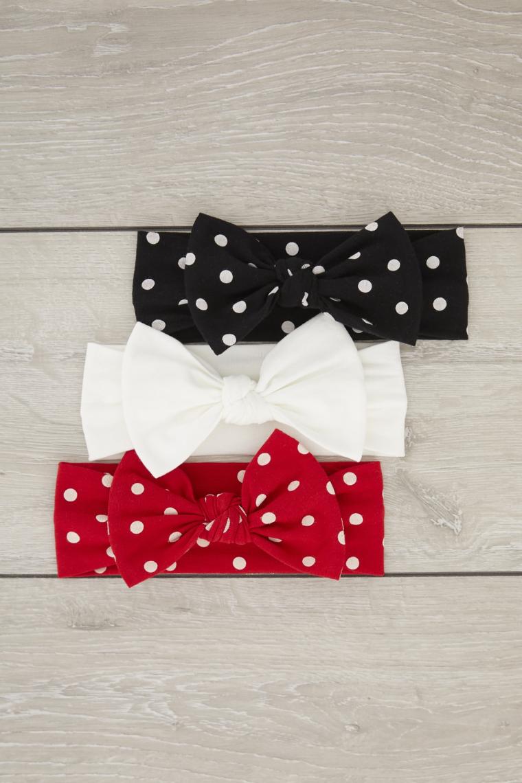 Babygiz El Yapımı Yumuşak Fiyonk Bağlamalı Doğal Pamuklu Penye 3'lü Bebek Çocuk Kız Bandana Seti